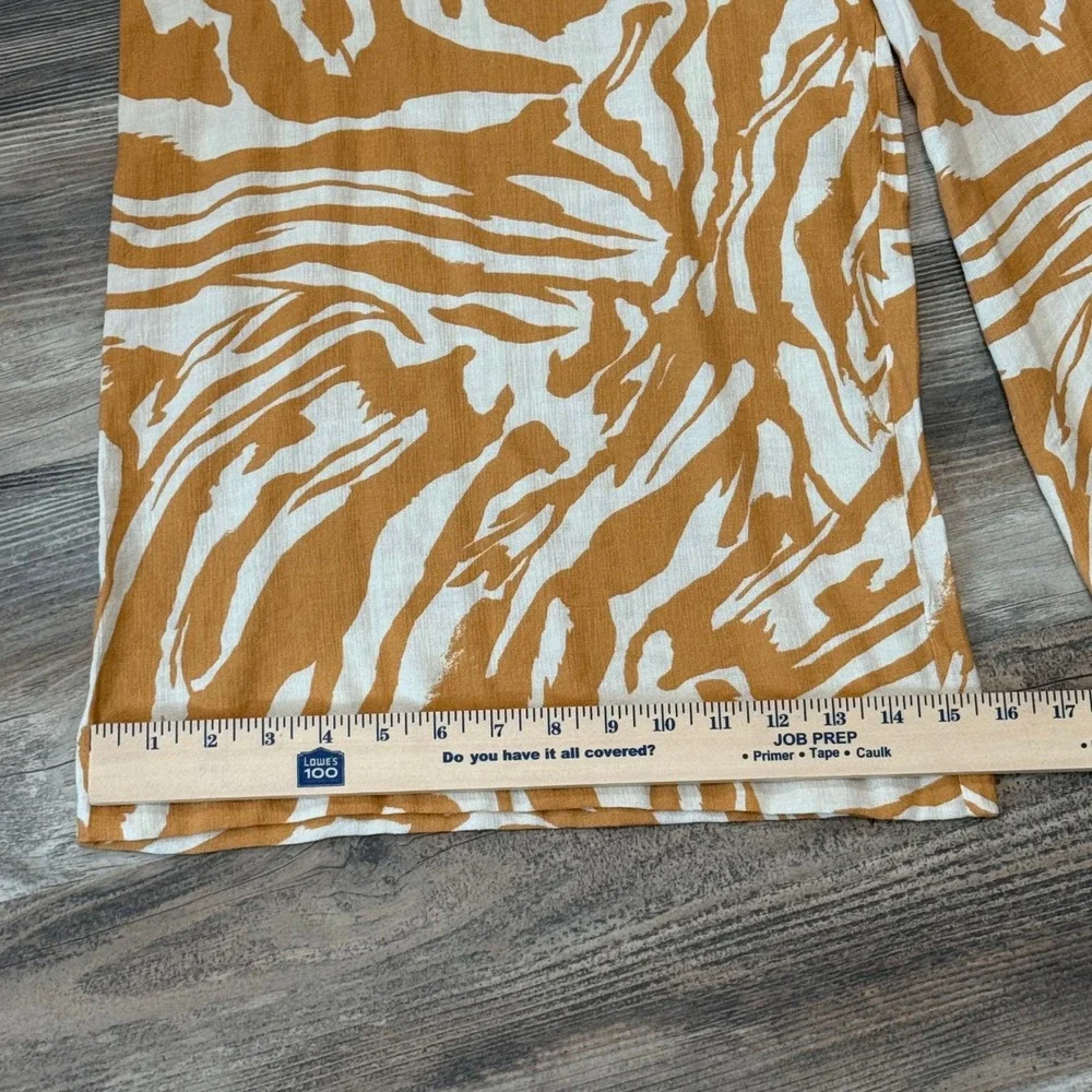 H&M Linen Blend Zebra Print Wide Leg Jumpsuit Mustard Yellow BOHO Resort NWT